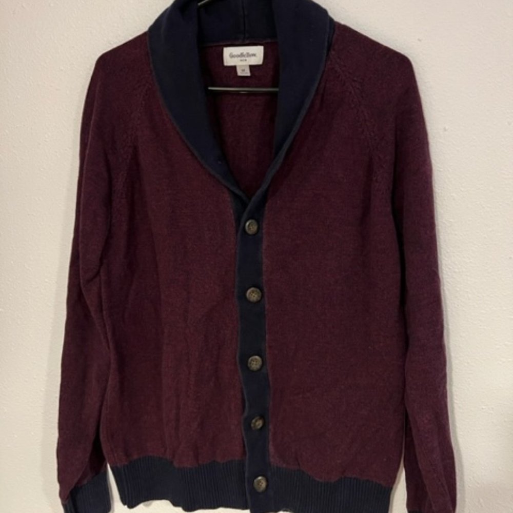 purple and blue mens cardigan